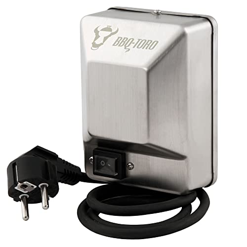 BBQ-Toro Edelstahl Grillmotor für Grillspieß | 220-240V | Belastbar bis 10 kg | Drehmotor für Rotisserie, Spießbraten, Schaschlik, Spanferkel | Grillspiess Motor, Grill Motor