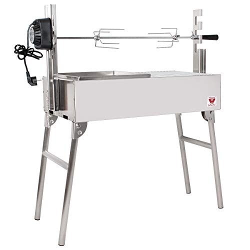 Beeketal 'SGB-8' Tisch Spießbratengrill mit Grillmotor für Hähnchen oder Rollbraten, Spießgrill mit 3-fach verstellbarem Drehspieß für bis zu 4 kg Grillgut, Grillfläche Holzkohlegrill: ca. 60x32 cm